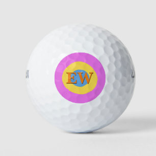 Balles De Golf Pink Ylight Blue Monogram Texte personnalisé