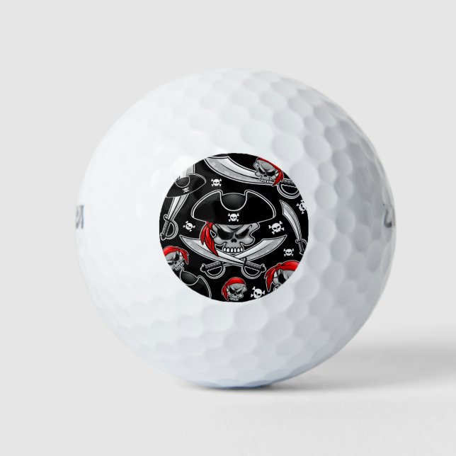 Balles De Golf Pirate Skull avec Sabres croisés (Devant)