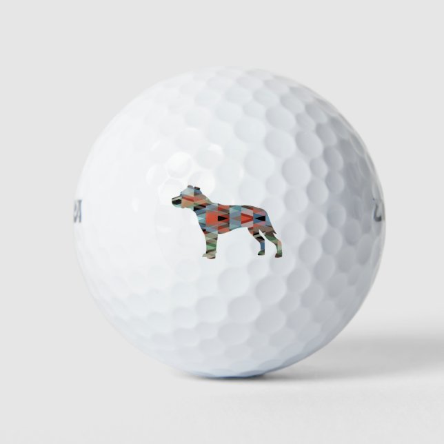 Balles De Golf Pitbull race Chien Silhouette géométrique Plaid (Devant)