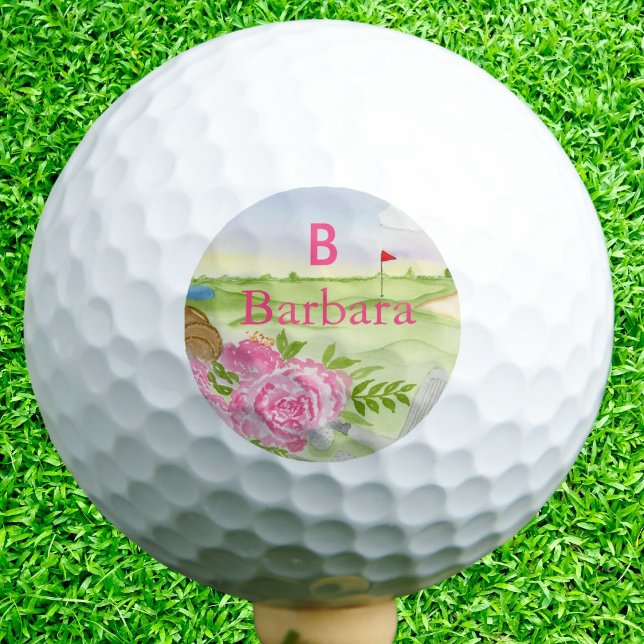 Balles De Golf Pivoines Monogrammées Sur Parcours De Golf (Créateur téléchargé)
