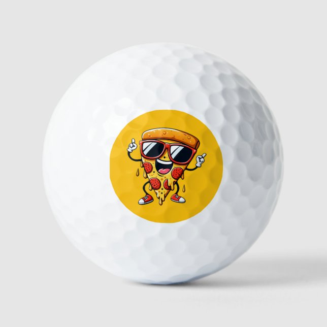 Balles De Golf Pizza Slice de dessin animé avec Vibes de fromage  (Recto)
