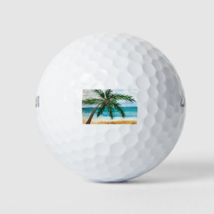 Balles De Golf Plage de palmiers d'aquarelle mer côte hawaii de m