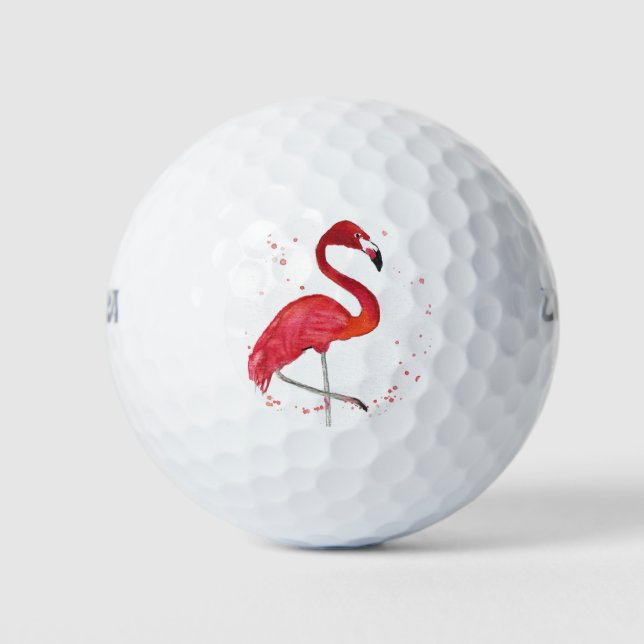 Balles De Golf Plage d'oiseaux tropicaux rose Flamant rose mignon (Devant)