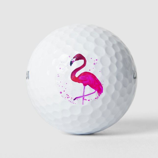 Balles De Golf Plage d'oiseaux tropicaux rose Flamant rose mignon (Devant)