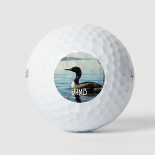 Balles De Golf Plongeon Huard Oiseau Commun Monogramme