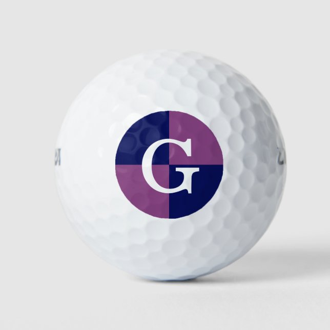 Balles De Golf Plum Purple Marine Bleu LG Vérificateur Monogramme (Devant)
