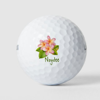 Balles De Golf Plumeria Frangipanier Rose, votre nom, Floral