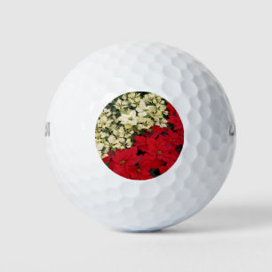 Balles De Golf Poinsettias blanches et rouges I Holiday Floral