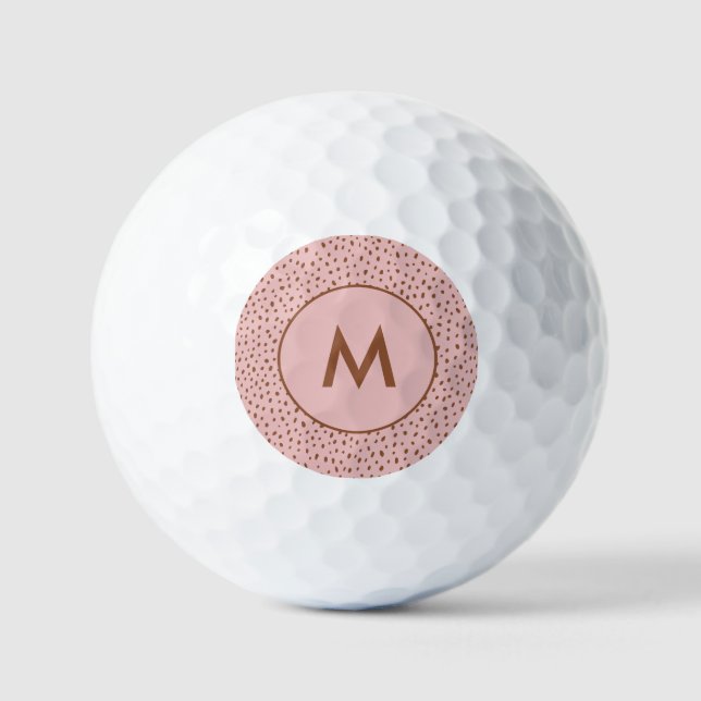 Balles De Golf Points Brown rose & Boho Terracotta Monogramme (Recto)