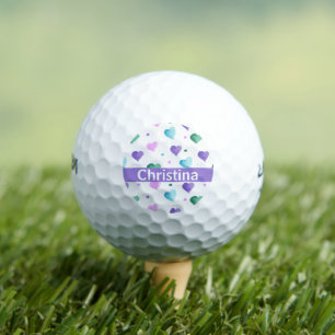 Balles De Golf Points Coeurs Aquarelle Motif Personnaliser