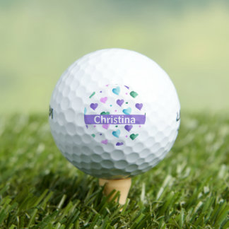 Balles De Golf Points Coeurs Aquarelle Motif Personnaliser
