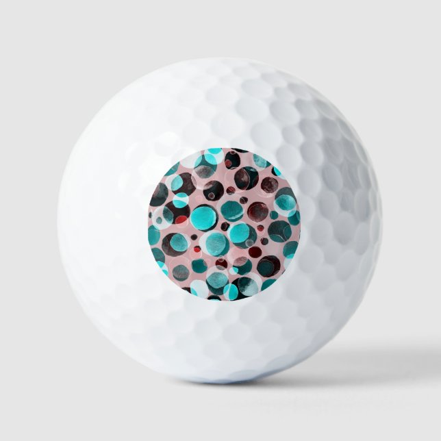 Balles De Golf Polka point aquarelle, motif abstrait. (Recto)