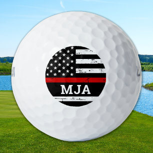 Balles De Golf Pompier personnalisé Monogramme US Drapeau mince L