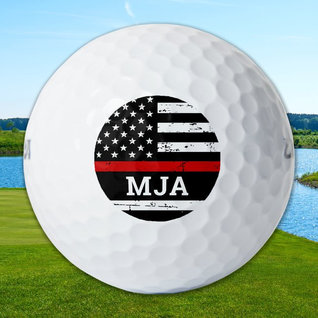 Balles De Golf Pompier personnalisé Monogramme US Drapeau mince L (Créateur téléchargé)