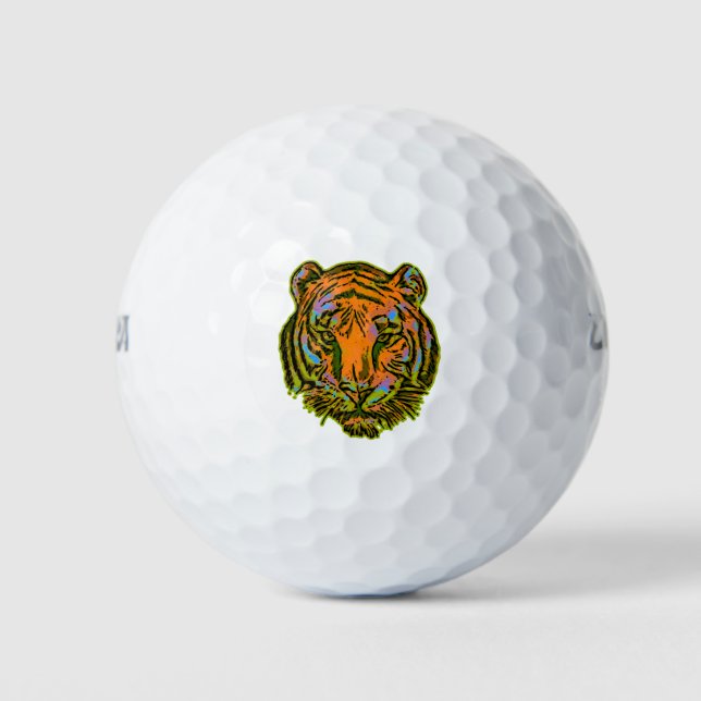 Balles De Golf Pop Art TIGER HEAD + votre backgr. & idées (Devant)
