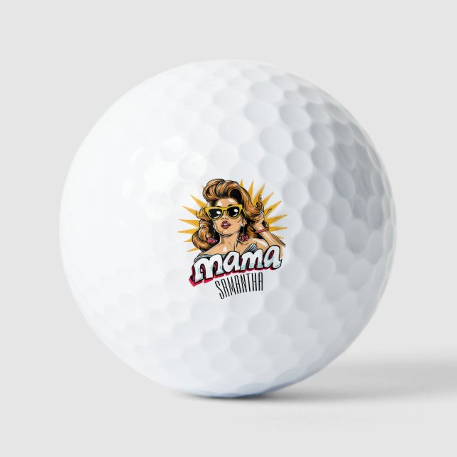 Balles De Golf Pop Mama Retro Personnalisé Art 1 (Recto)