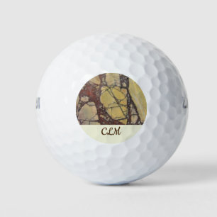 Balles De Golf Porte marbré Gros plan Photo Yellow and Red Swirl