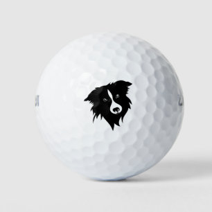 Balles De Golf Portrait amusant noir blanc blanc Collie chiot