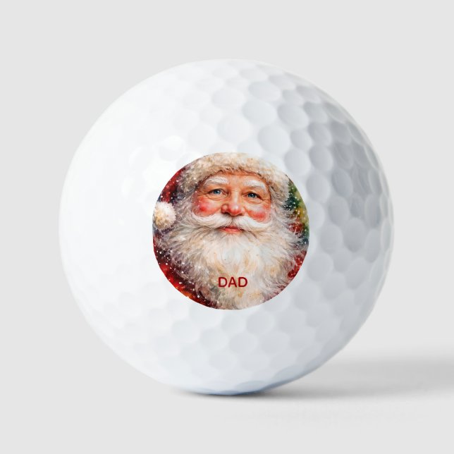 Balles De Golf Portrait de Noël joyeux Père Noël (Recto)