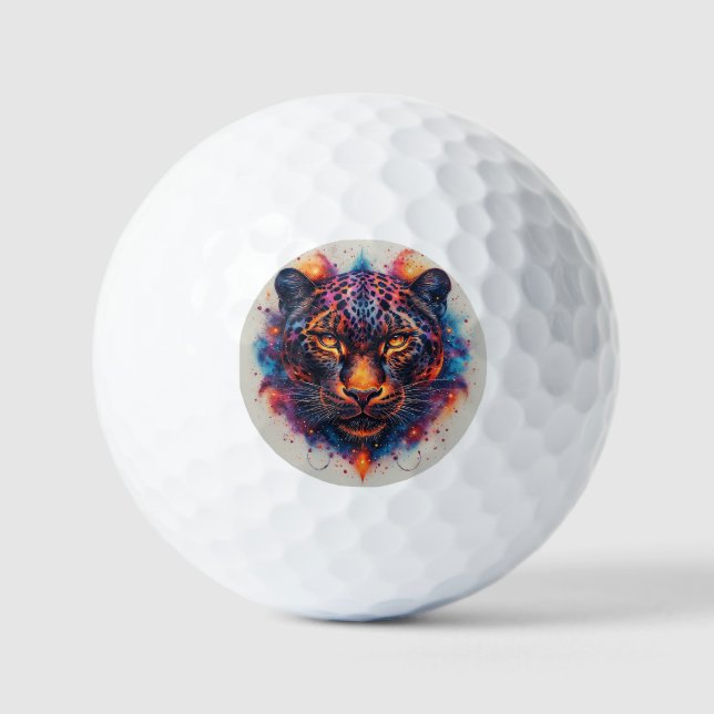 Balles De Golf Portrait de panthère avec des éléments abstraits d (Recto)