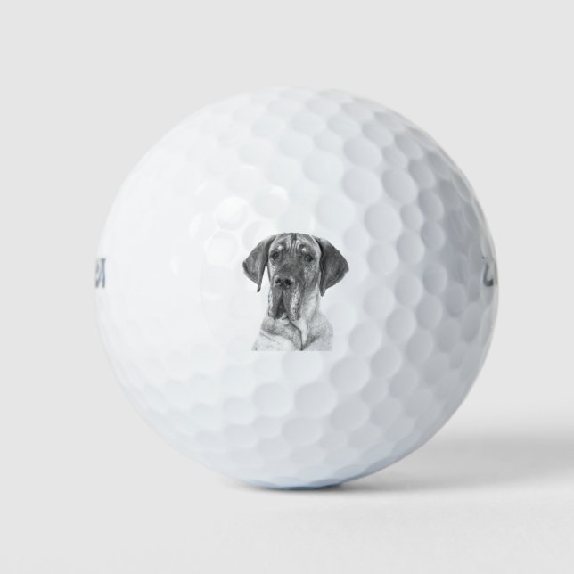 Balles De Golf Portrait noir et blanc Great Dane (Devant)