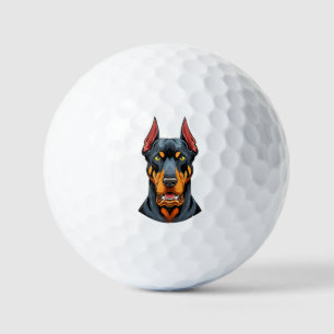 Balles De Golf Portraits d'un chien Doberman tête vue de face