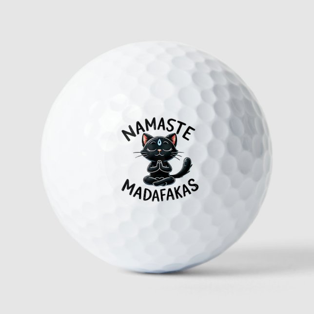Balles De Golf Pose de Yoga de chat - Namaste Madafakas (Recto)