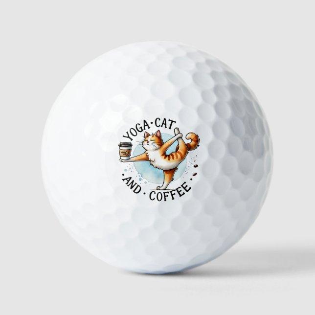 Balles De Golf Pose de Yoga de chat - Yoga Chat et Café (Recto)