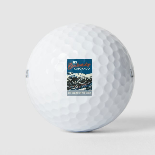 Balles De Golf Poster vintage Ski BReckenridge Blue (Devant)