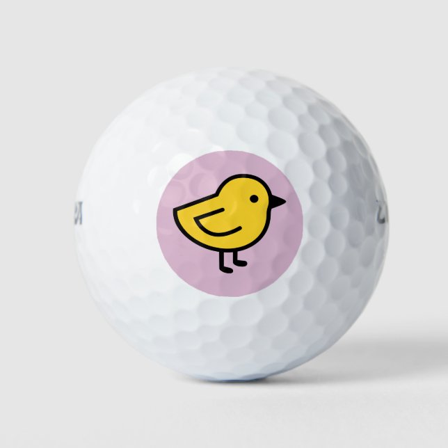 Balles De Golf Poulet Jaune Sur Fond Rose (Devant)