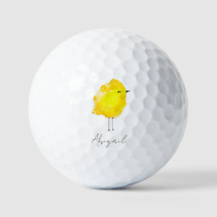 Balles De Golf Poulet poussin mésange jaune mignon aquarelle
