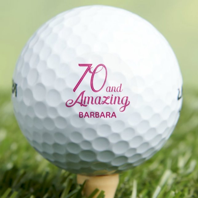 Balles de golf pour le 70e anniversaire 70 et rose (Créateur téléchargé)