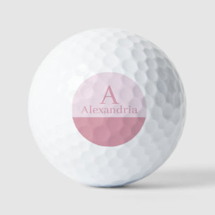 Balles De Golf Poussière de rose Monogramme Initiale Nom Minimal