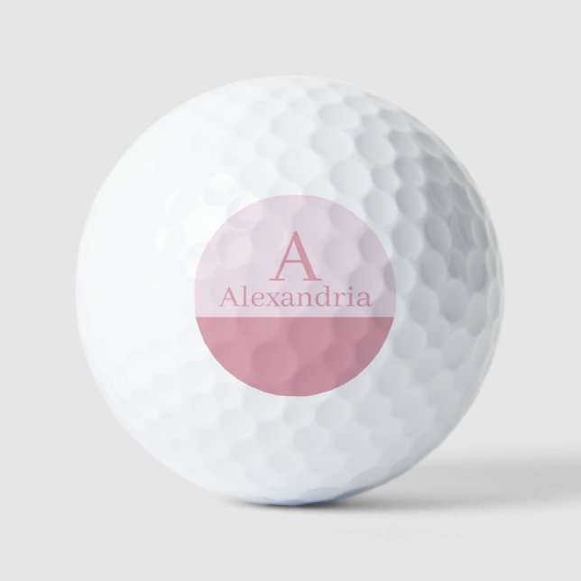 Balles De Golf Poussière de rose Monogramme Initiale Nom Minimal (Recto)