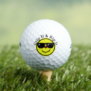 Balles De Golf Prenez-le et déchirez-le Yellow Happy Face Lunette
