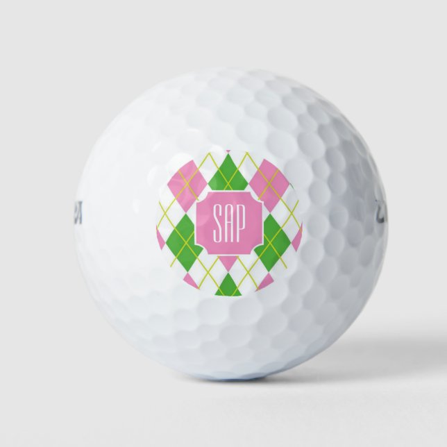 Balles de golf Préparatoires Argyle Rose Monogramm (Devant)