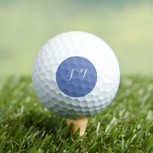 BALLES DE GOLF PRETTY MONOGRAM DESIGN SCRIPT INITIALS ON BLUE