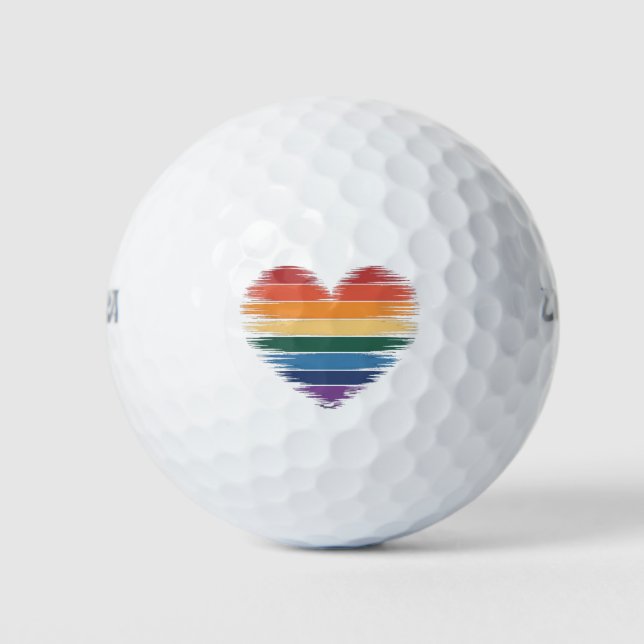 Balles De Golf Pride Rainbows Heart Print LGBT Gay pride (Devant)
