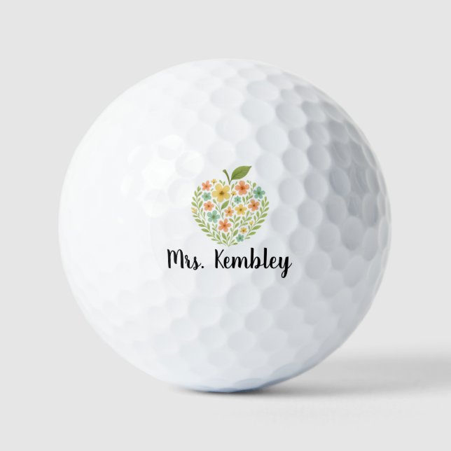 Balles De Golf Professeur Apple nom Fleur Apple Personnalisée (Recto)