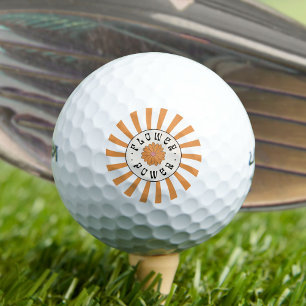 Balles De Golf Puissance des fleurs avec rayons orange psychédéli