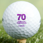 Balles De Golf Purple 70th Birthday Coworker Don - Fabuleux 70<br><div class="desc">Célébrez le grand jalon de votre collègue avec cette balle de golf d’inspiration violette et élégante, qui dit "70 FORE-ever Fabulous!" Une idée cadeau amusante et réfléchie pour la retraite, les anniversaires ou les célébrations de bureau. Personnalisée avec son nom, c'est une excellente façon de montrer l'appréciation avec éclat et...</div>