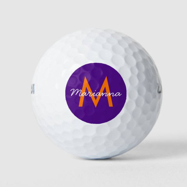Balles De Golf Purple Créez votre propre monogramme Customisé (Devant)