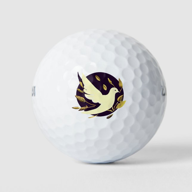 Balles De Golf Purple et Gold Peace Dove (Devant)