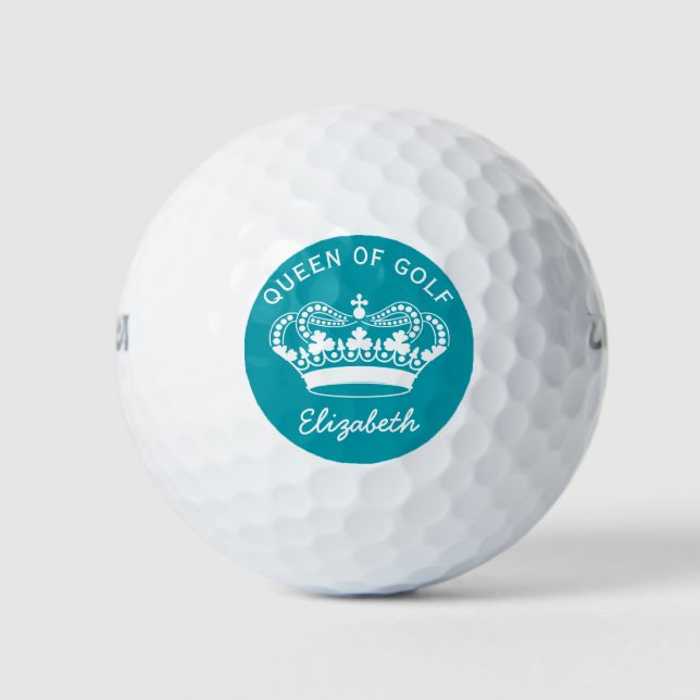 Balles De Golf Queen of Golf Monogram Golf Balls Turquoises (Devant)