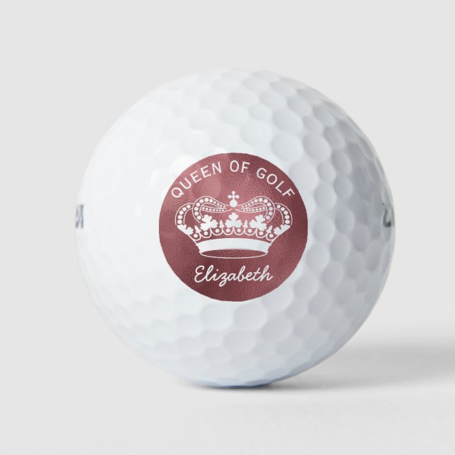 Balles De Golf Queen of Golf Monogram Rose Gold Golf Balls (Devant)