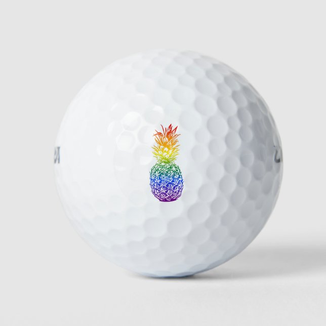Balles De Golf Rainbow Pride Ananas LGBTQ (Devant)