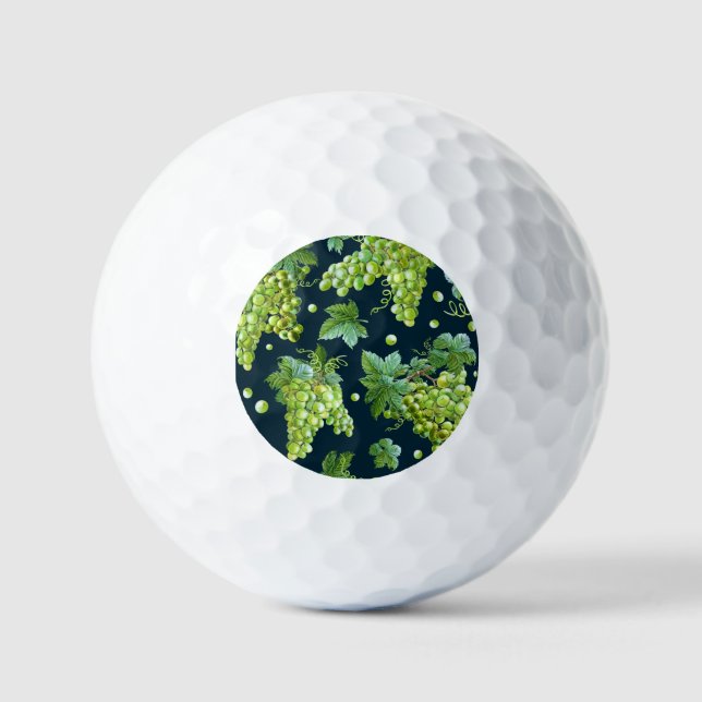 Balles De Golf Raisin vert : Aquarelle Motif foncé (Recto)
