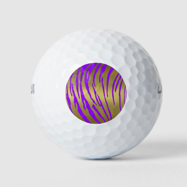 Balles De Golf Rayures de tigre or violet (Devant)