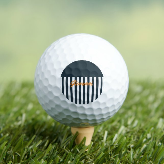 Balles De Golf Rayures Navy | Monogramme du gentleman moderne (T-shirt Insitu)