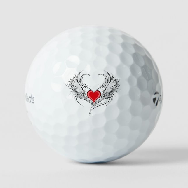 Balles De Golf Red Angel Coeur avec ailes (Recto)